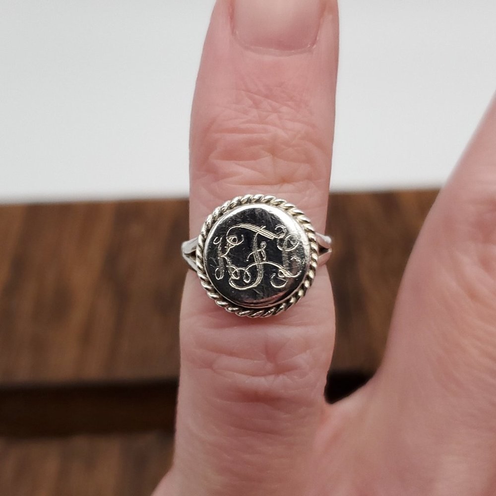 Size 2.75 925 Sterling Silver KFL Initials Ring